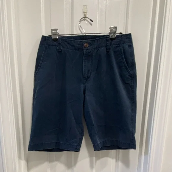 Aéropostale Men's Navy Chino Shorts Cotton‎ Pockets Button Flat Front