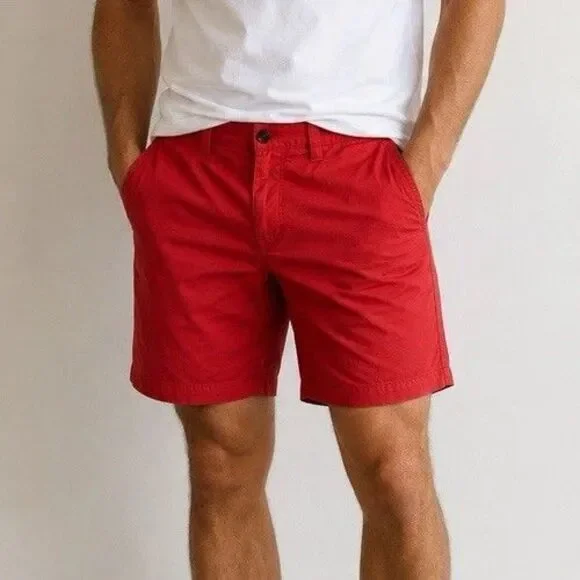 Magellan Outdoors Men’s 30W Red Chino Casual Shorts Cotton Stretch Flat Front