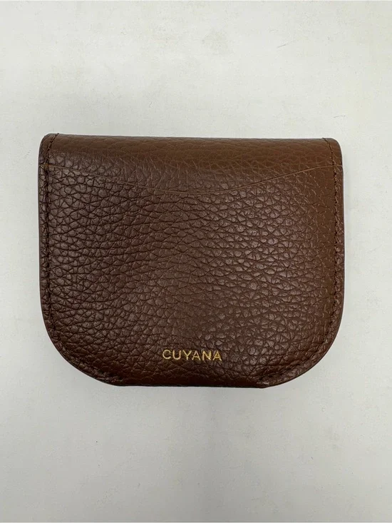 Cuyana Leather Fold Cardholder Dark Chestnut Brown SLG Minimalist Slim Snap