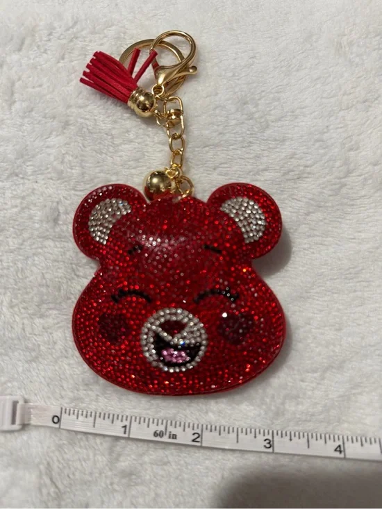 Red Bling Bear Keychain/ Urse Charm with Tassel