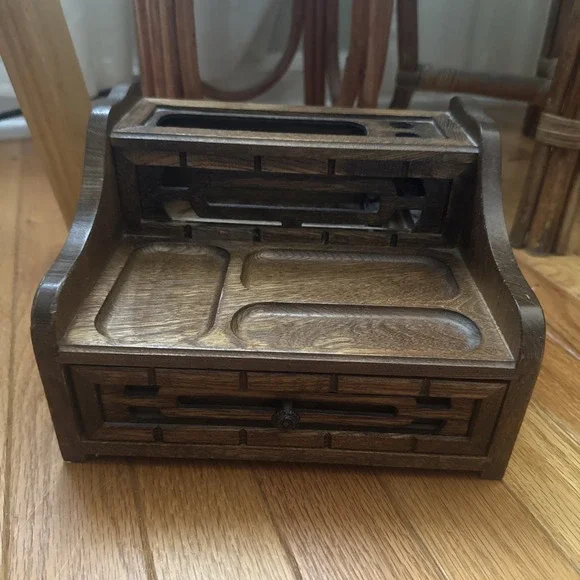 Vtg Pat Yoshikawa Japan Wood Desk Organizer MCM Cottage Divided Drawer