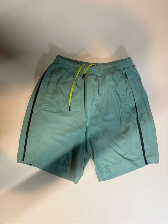 lululemon athletica Teal Athletic Shorts with Yellow Drawcord