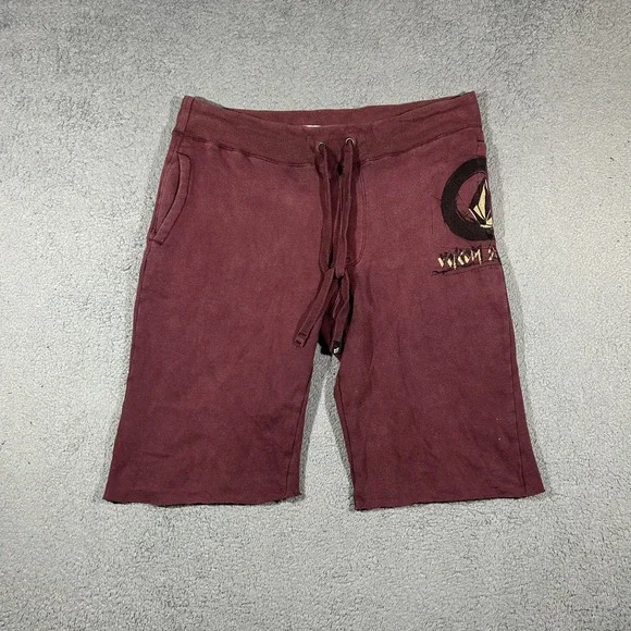 Y2k Volcom Burgundy Sweat Shorts Men's Size Medium #3368