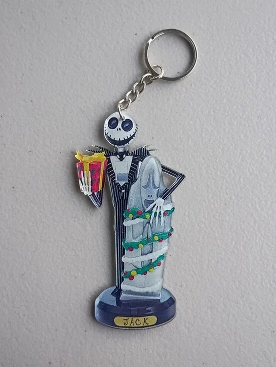 Jack Skellington Keychain with Holiday Ghost