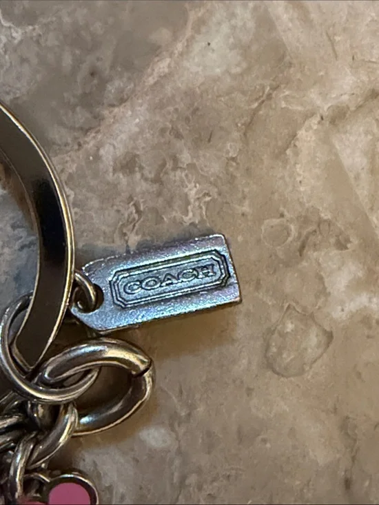 Coach Pink Multi-Heart Charm Key Ring HTF Y2K