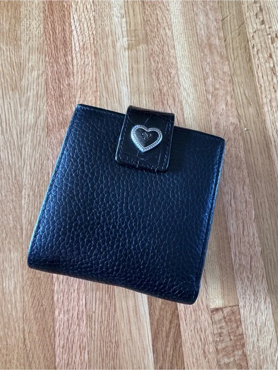 Brighton Black Leather Wallet with Heart Snap