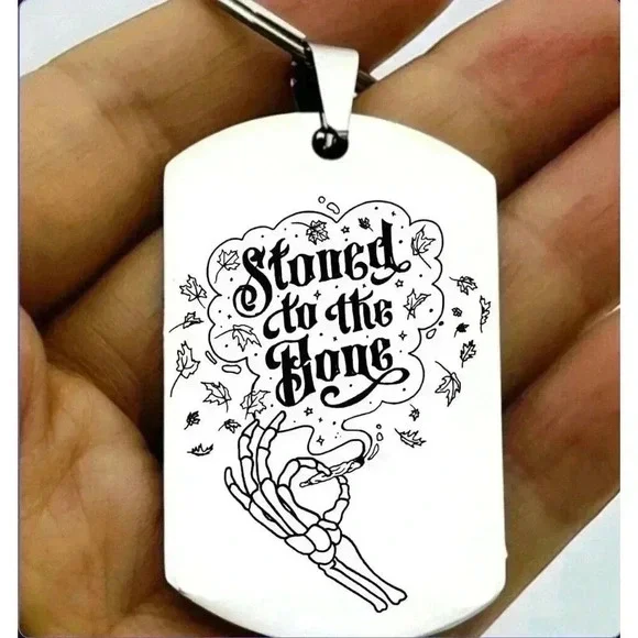 Hot High Skelton Hand To The Bone Hot Leaf Art Keychain