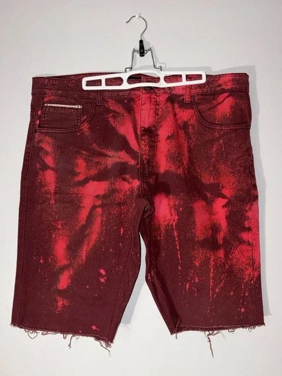 Reach Beyond Apparel x Adam Levine The Patriot Red Bleach Splatter Denim Shorts
