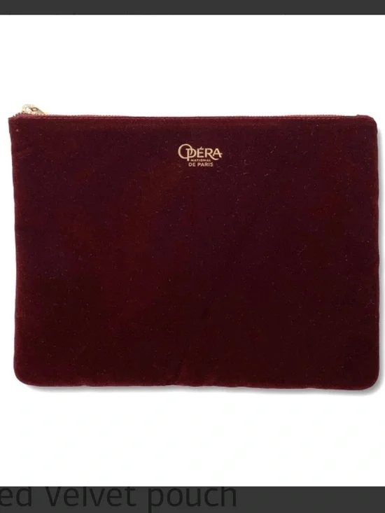 Déra De Paris Burgundy Velvet Zip Pouch