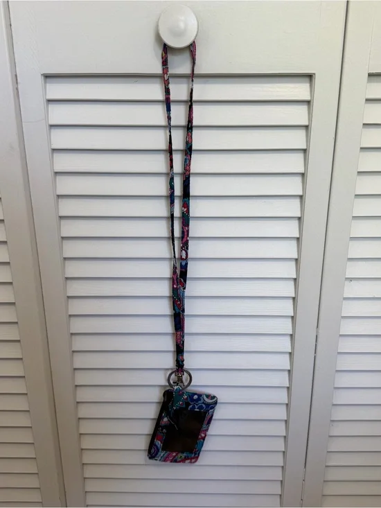 Vera Bradley Paisley Lanyard with ID/Card Holder - Blue & Pink