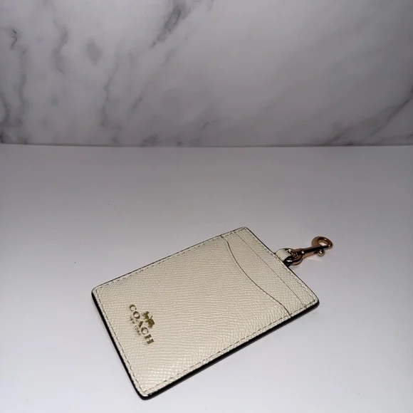 Coach Ivory Card Holder with Gold Clip