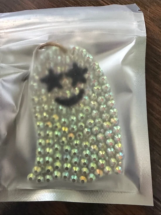 Castle Crystals Holographic Rhinestone Smiley Ghost Keychain Never Opened