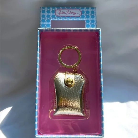 Lilly Pulitzer Metallic Gold  Wireless Earbud Case Ring Clip