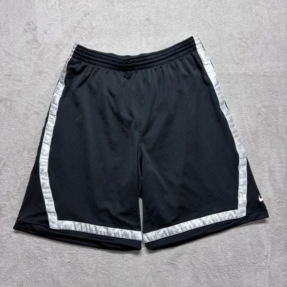 Y2K Nike Mens XXL 2XL Basketball Shorts Black White Dazzle Mesh Athletic