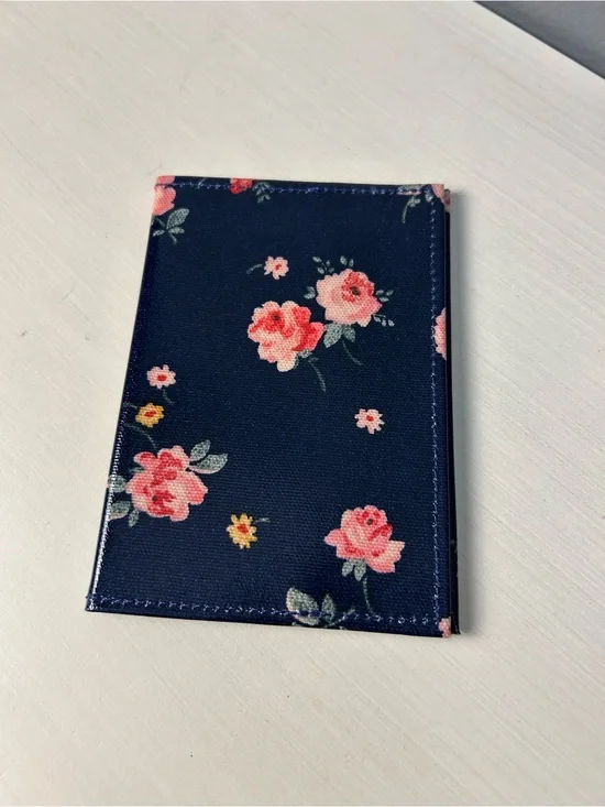 Cath Kidston Navy Floral Passport Holder with Pink Roses