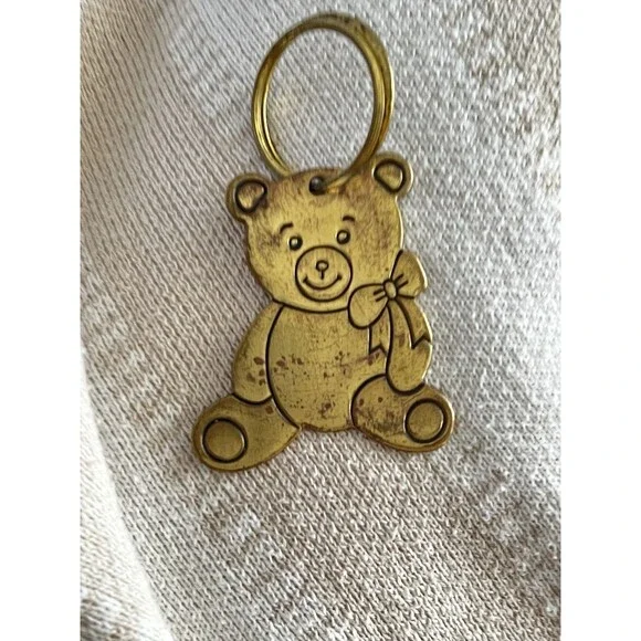 1980 Vintage Russ Berrie Brass Teddy Bear Collectible Keychain - Taiwan T20 Keep
