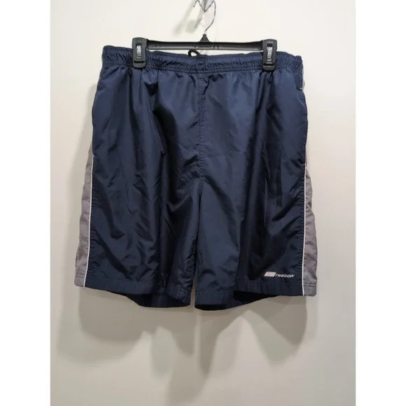 Vintage Reebok Men's Y2K Gorpcor Navy Basketball Shorts With Gray Stripe Size XL