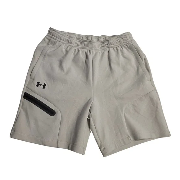 Under Armour Mens Unstoppable Fleece Shorts Cream Tech Zip Pocket 1379809 Medium