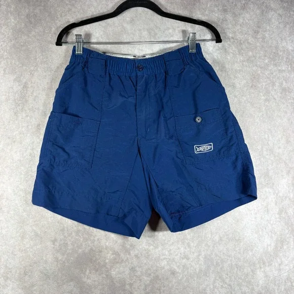 AFTCO Fishing Shorts Mens 28 Blue Bluewater Nylon Outdoor Performance Utility