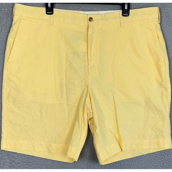 Polo Ralph Lauren Shorts Mens 40 Yellow Classic Fit Khakis Chino Flat Front Logo