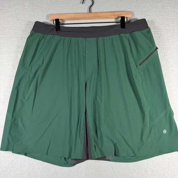 Lululemon License to Train Lined Short 10 Green Grey Mens XXL Training Shorts