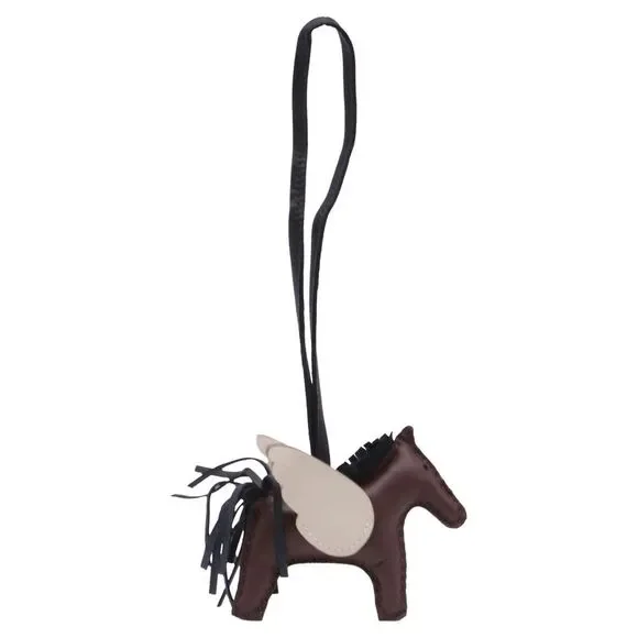 Hermès Milo Rodeo Pegase Horse Bag Charm in Brown Lambskin Leather