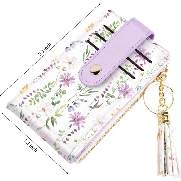 Floral Lavender Wallet with Keychain
