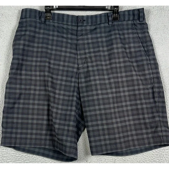 Nike Golf Shorts Mens 40 Grey Black Dri-FIT Checkered Performance Chino Stretch
