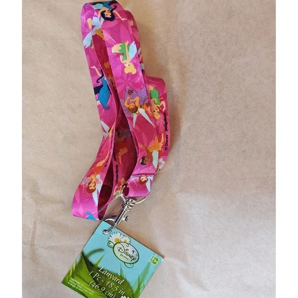 Disney Fairies Lanyard Kids Unisex OS Pink Tinker Bell Rosetta Graphic 18.5in