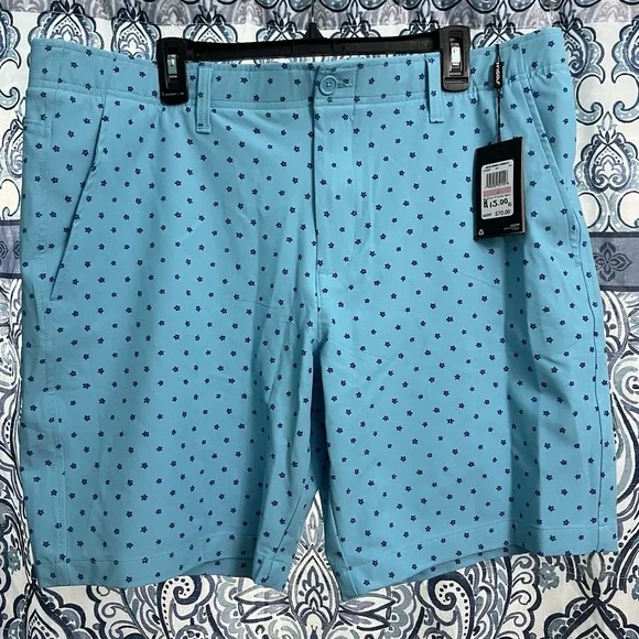 Under Armour UA Drive Printed Tapered Shorts Men 40 Blue Floral Golf Performance