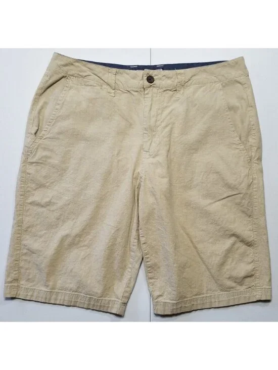 Flag & Anthem Flat Front Stretch Khaki Chino Casual Dress Shorts Men's Size 33