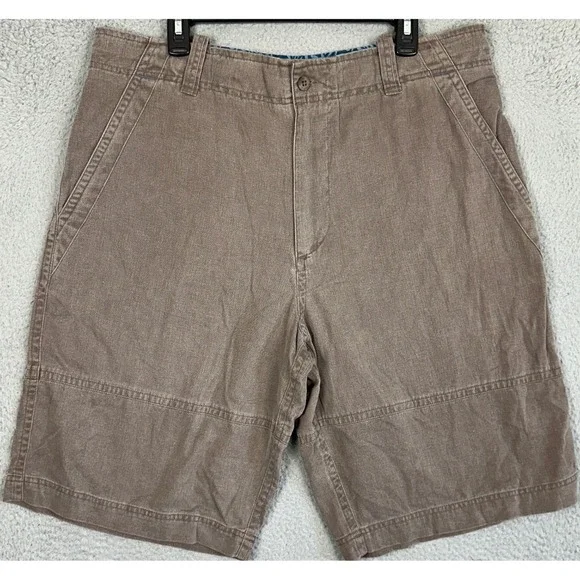 Life Is Good Shorts Mens XL Brown Canvas Chino Flat Front Casual Outdoor Pockets