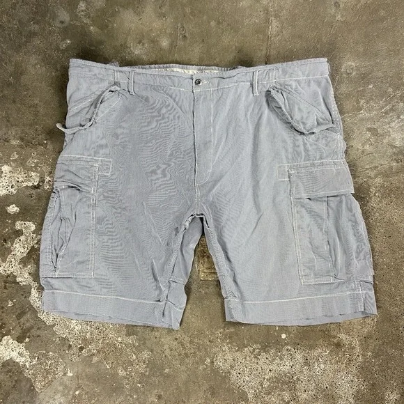 Vintage Polo Ralph Lauren Cargo Shorts Size 46 Blue Hickory Stripe Utility Work
