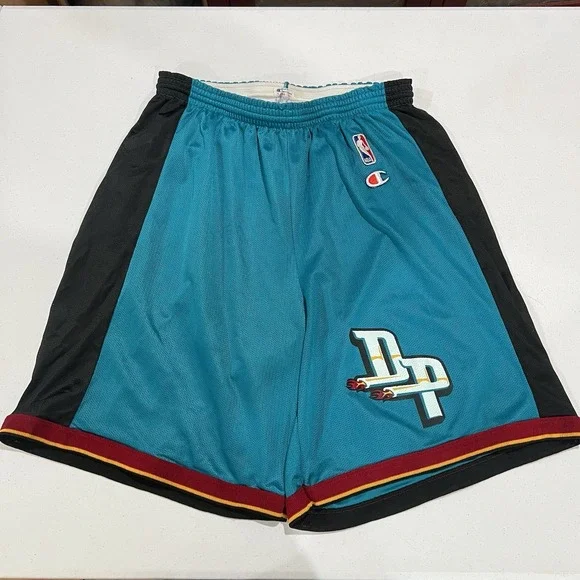 Size L Vintage Detroit Pistons Champion NBA Shorts 90s Grant Hill Stack House