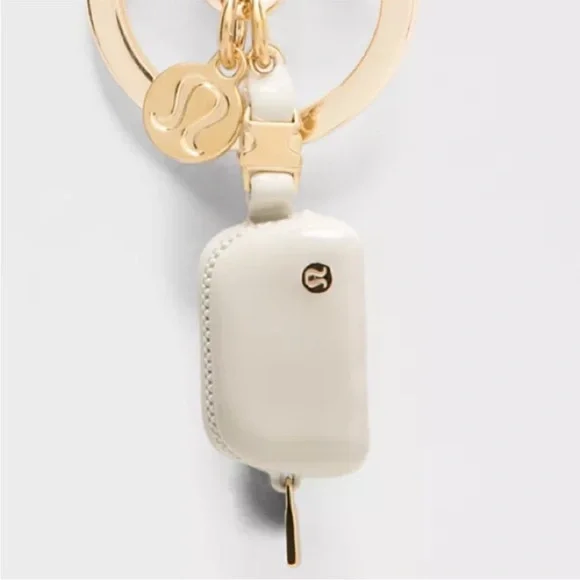 Lululemon  Beech White & Gold Everywhere Belt Bag Charm Keychain
