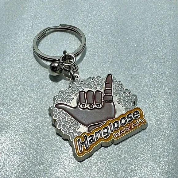 Hawaii Hangloose Metal Keychain Key Ring Souvenir with‎ Bell