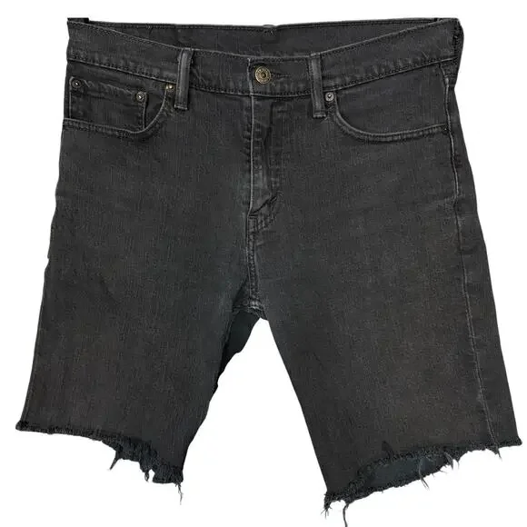 Levis' 511 Black Cutoff Jean Shorts Men's 32 Raw Hem Distressed Pocket 10