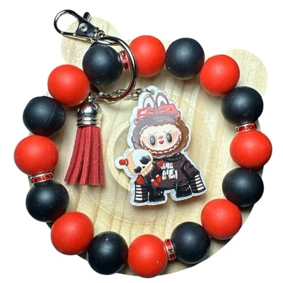 Labubu Tycoco Zimono Beaded Wristlet Removable Keychain Brand New, Great Gift