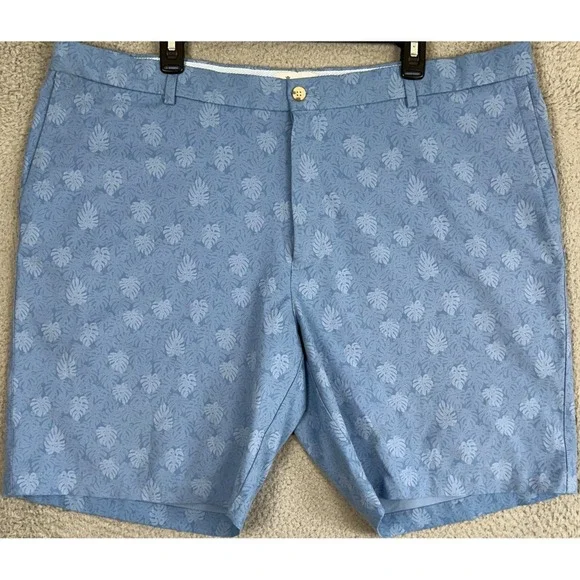 Peter Millar Shorts Mens 42 Blue Monstera Leaf Performance Golf Chino Stretch