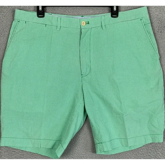 Polo Golf Ralph Lauren Shorts Mens 38 Green White Pin Check Khaki Chino Casual