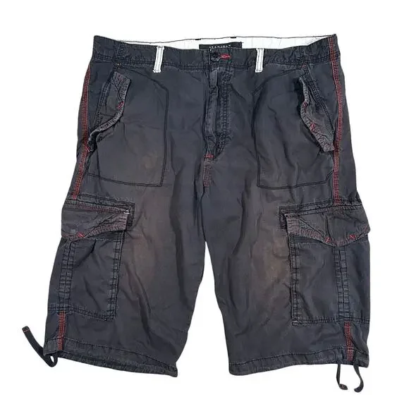 Y2K Sean John Baggy Cargo Shorts 36 Faded Black Skater Grunge Vintage Style