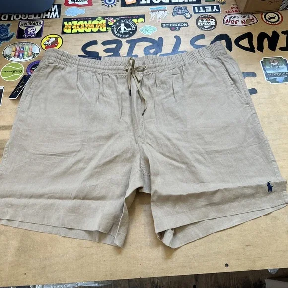 Polo Ralph Lauren Classic Fit Shorts Big & Tall Size 4XB NWT BEIGE Stretch Linen