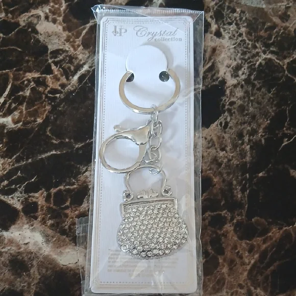 Sparkling Silver Purse Keychain