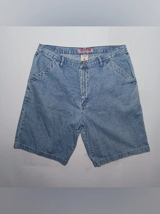Vintage Silver Jeans Mens Denim Shorts Jorts Size 38 Light Wash Flap Pockets