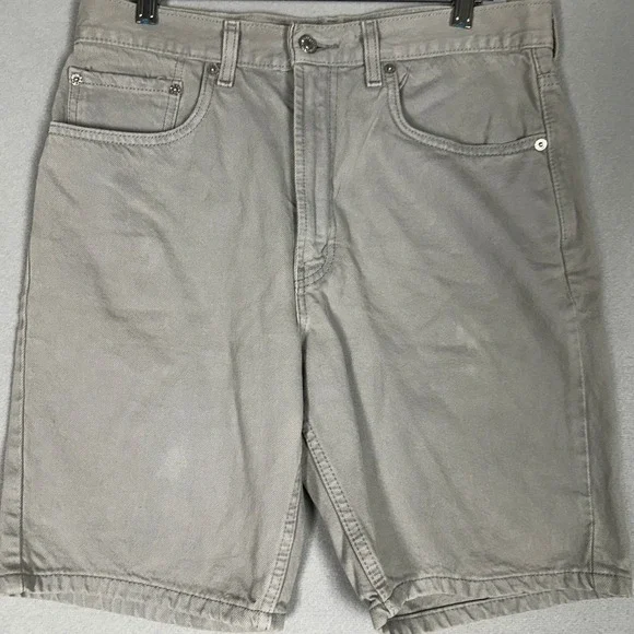 Levis 505 Shorts Men 33 Light Grey Regular Fit Denim 5-Pocket Red Tab Flat Front