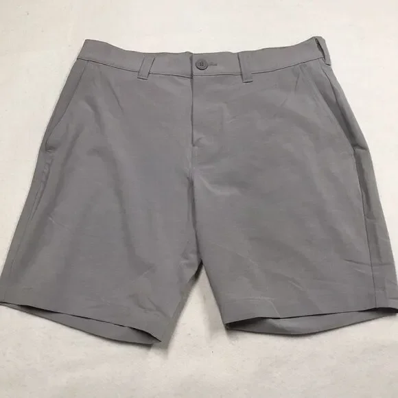 TRAVIS MATHEW Tech Golf Shorts Men 32 Gray Flat Front Casual Zip Fly Stretch