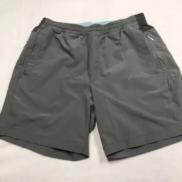 BIRDDOGS Gym Shorts Men L Gray Lined Stretch Poly Performance Drawstring