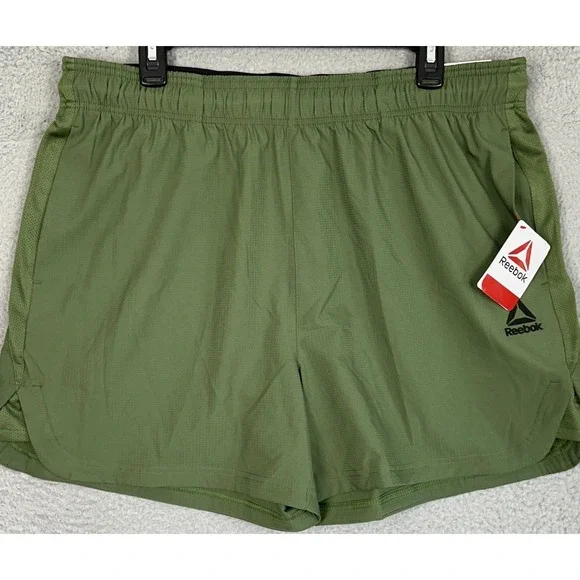 NEW Reebok Shorts Mens XL 5 Inseam Olive Green Athletic Running Stretch Waist