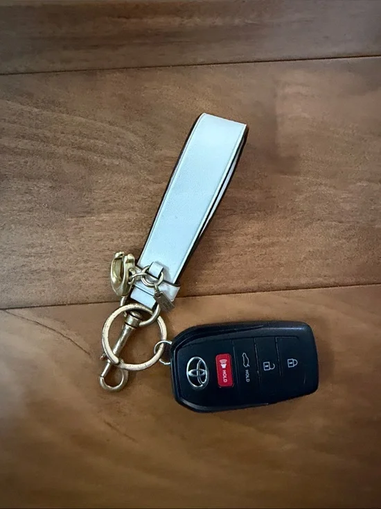 Coach White Leather Key Wristlet with Gold Hardware
