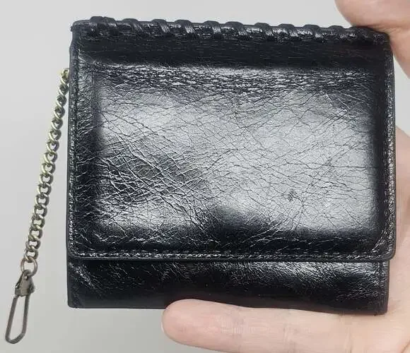 HOBO International Stitch Leather Cardholder Card Wallet Black Keychain